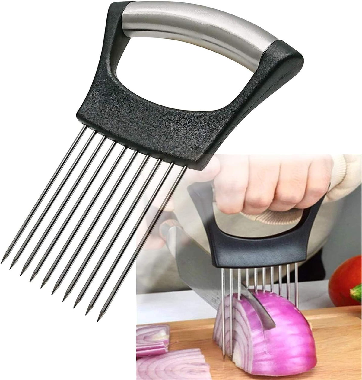 Stainless Steel Onion Holder For Slicing Onion Slicer Guide Kitchen Cutting
