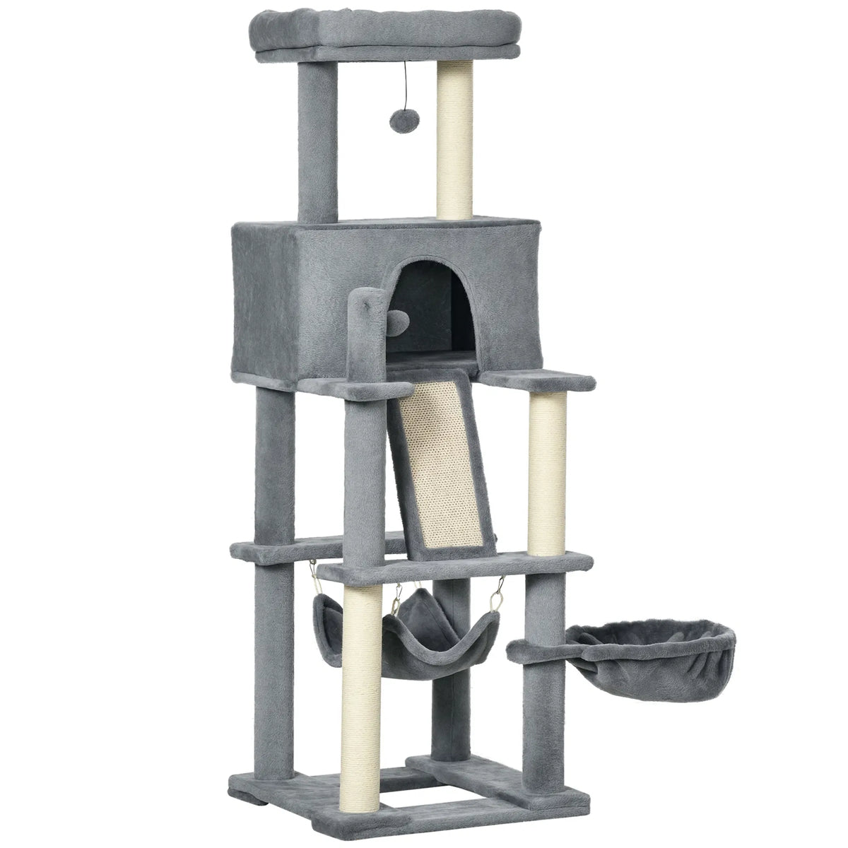 55" Cat Tree for Indoor Cats Cat Tower Kitty Activity Center with Cat Bed - Image 4