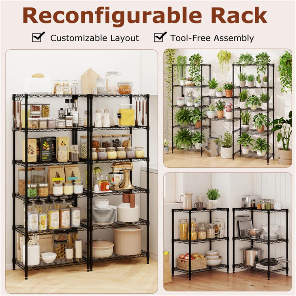 6 Tier Heavy Duty Metal Wire Shelving Unit 900 lbs Capacity Tall Storage Rack - Image 3