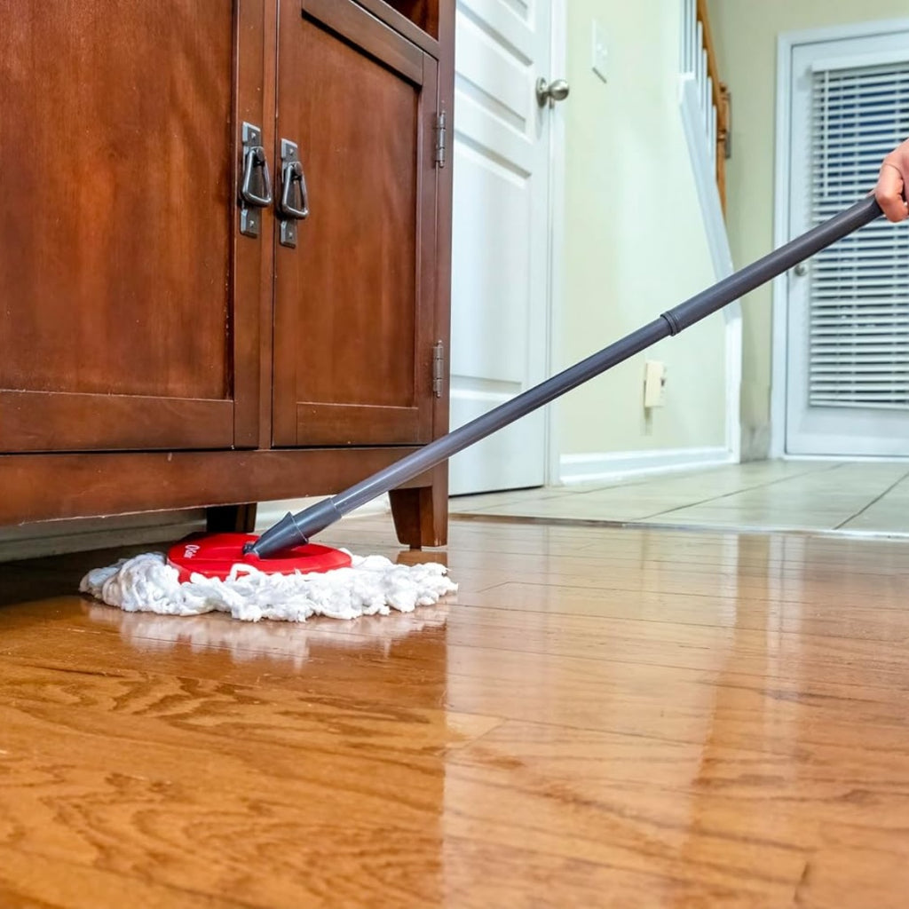 Easywring Microfiber Spin Mop Bucket Floor Cleaning System Red Gray Standard - Image 3