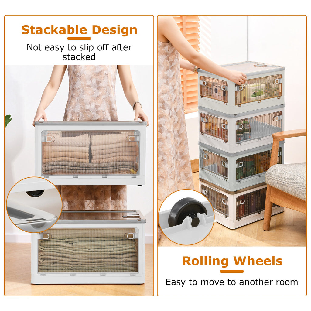 70-Quart Collapsible Stackable Storage Bin Container with Latching Doors - Detail 9
