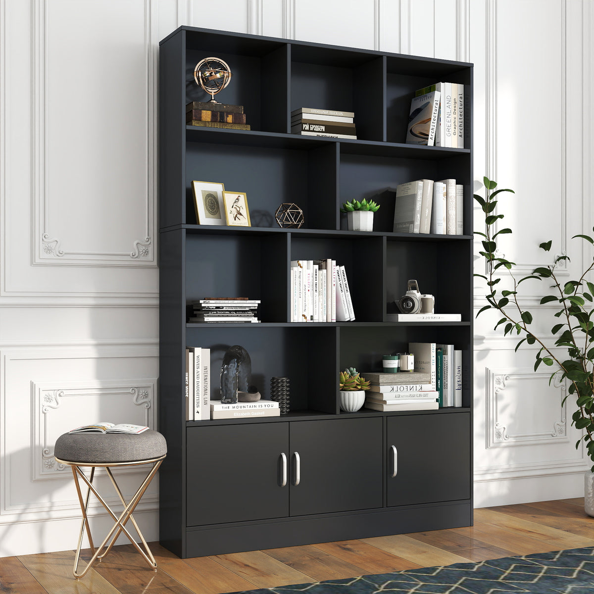 Black 70-Inch Cube Bookshelf