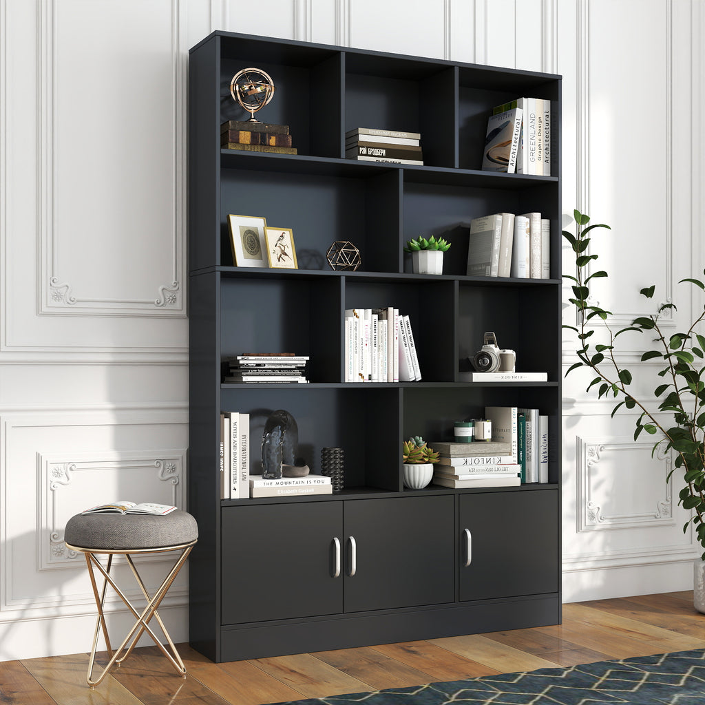 70.87-Inch Tall Bookshelf with 10 Cubes and 3 Doors