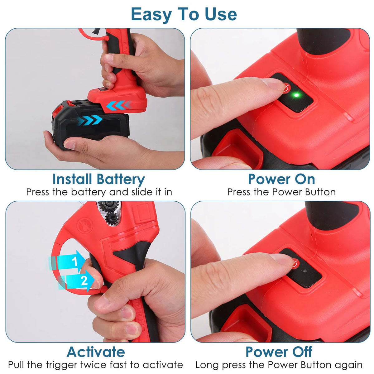 21V Cordless Electric Pruning Shears 40mm 1.57" Electric Branch Scissors Tree - Image 5