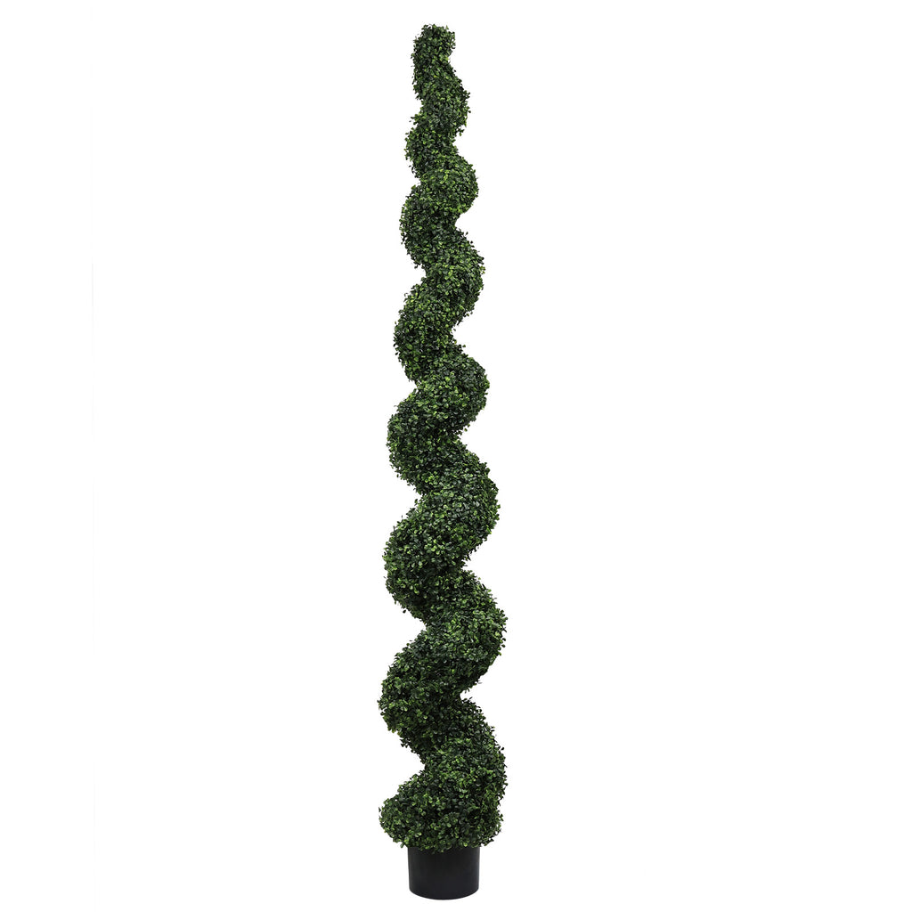 7FT Spiral Topiary Trees Artificial Outdoor Faux Boxwood Plants Large Twisted - Image 3