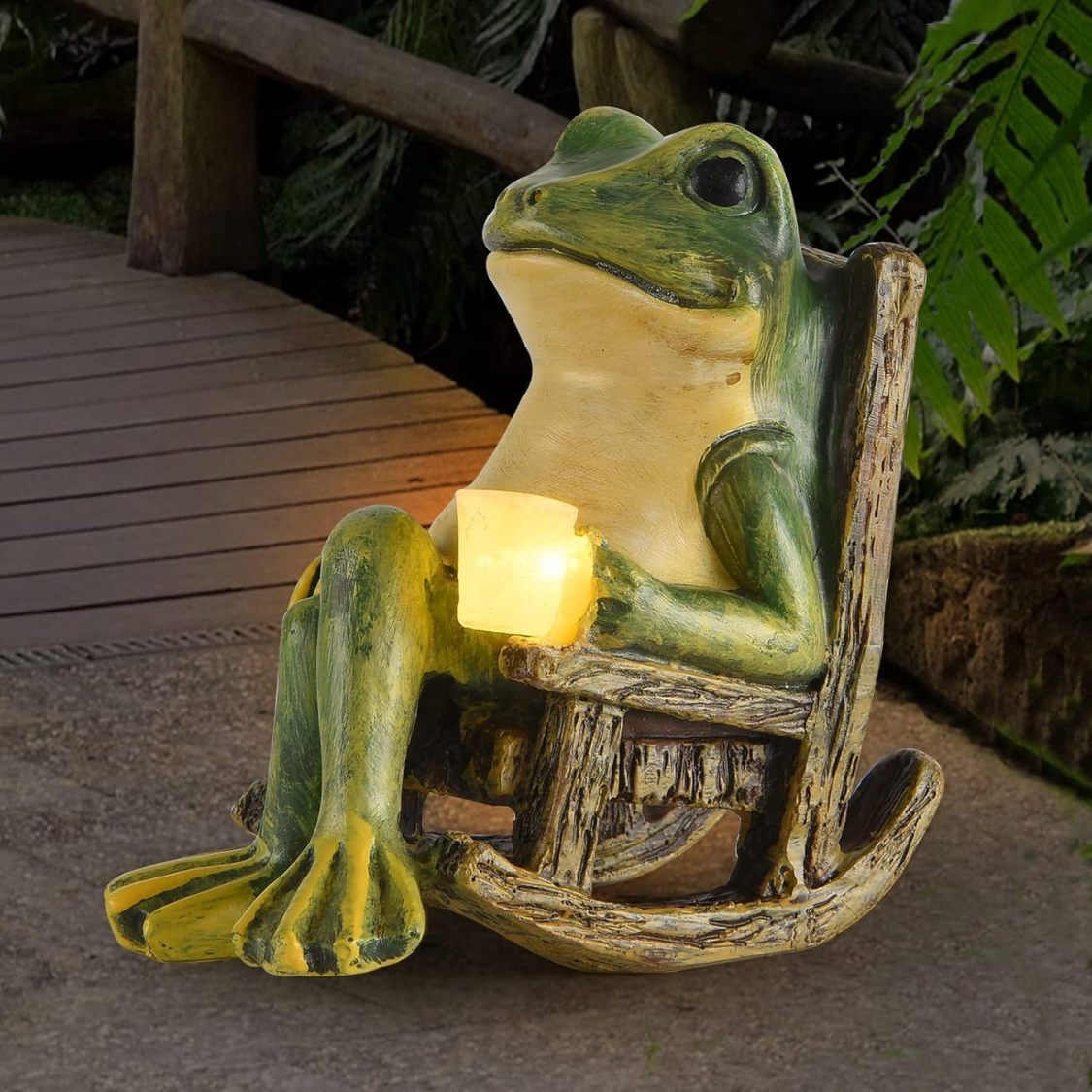Miniature Frog Garden Statue Solar Outdoor Lights Fairy Decor Housewarming Gift - Image 5