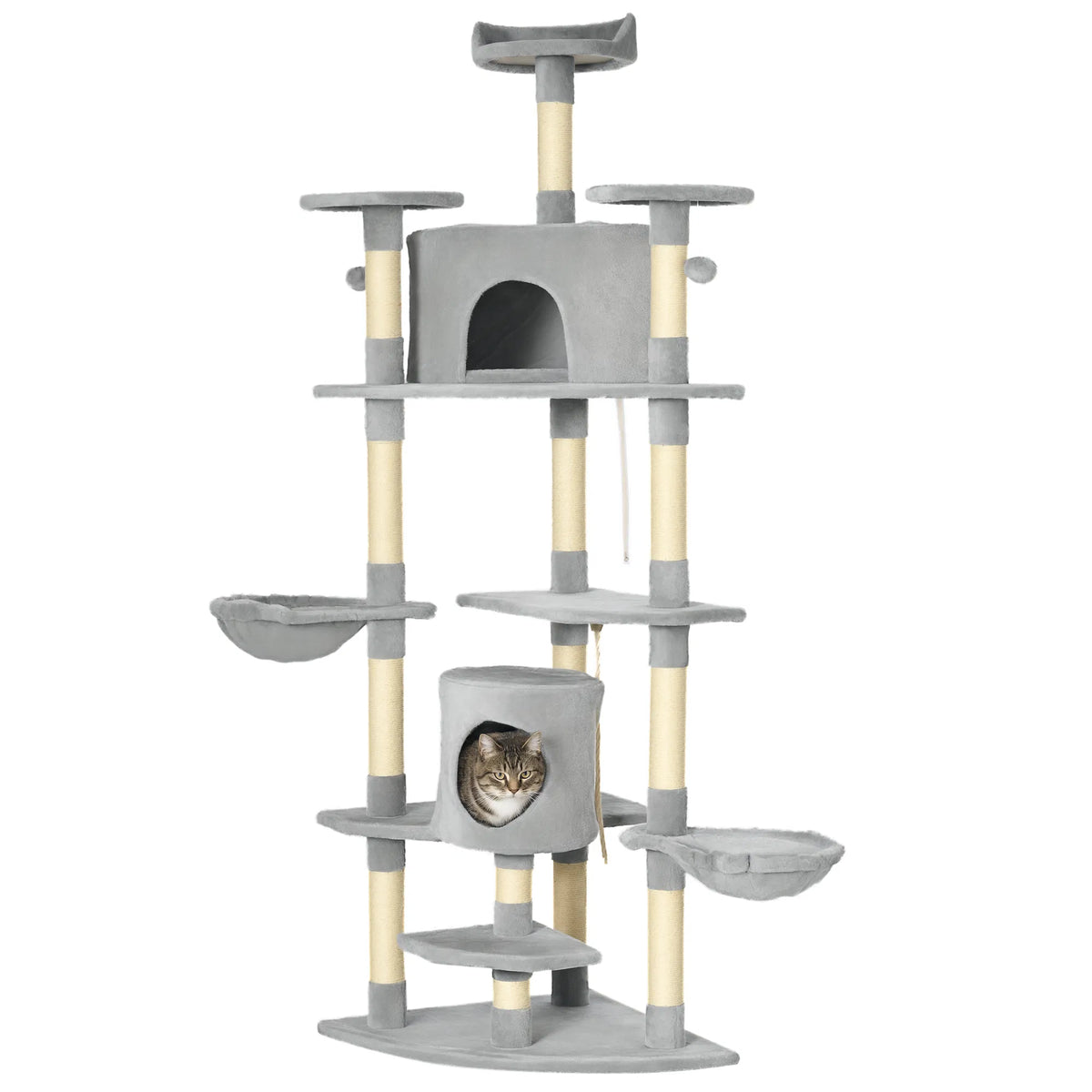 79" Cat Tree Multi Level with Two Condos Kitty Tower with Scratching Posts - Image 2