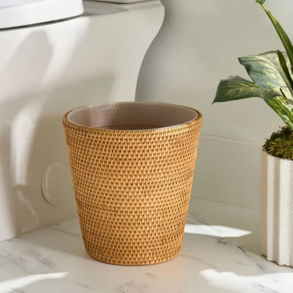 Rattan Bathroom Trash Can - Image 3