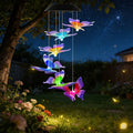2PCS Outdoor Solar Wind Chimes Solar Butterfly Wind Chimes Color Changing LED