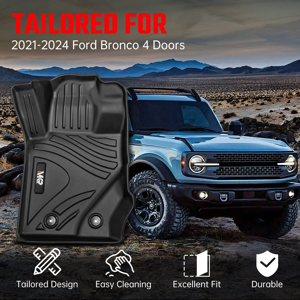 Car Floor Mats For 2021 2023 Ford Bronco 4 Doors TPE Interior Car Accessories