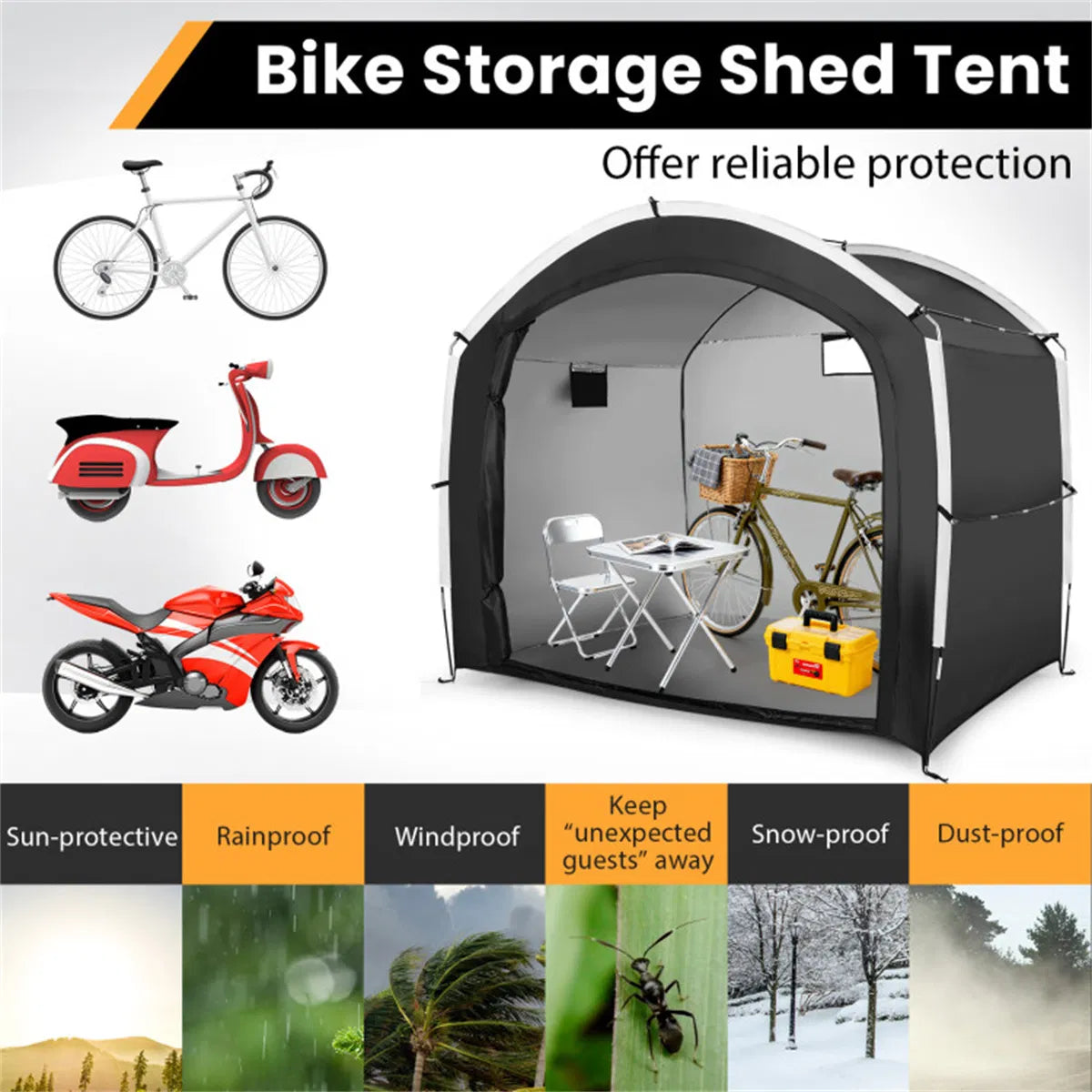 7.2x5.1ft outdoor bike and utility storage tent product view 6