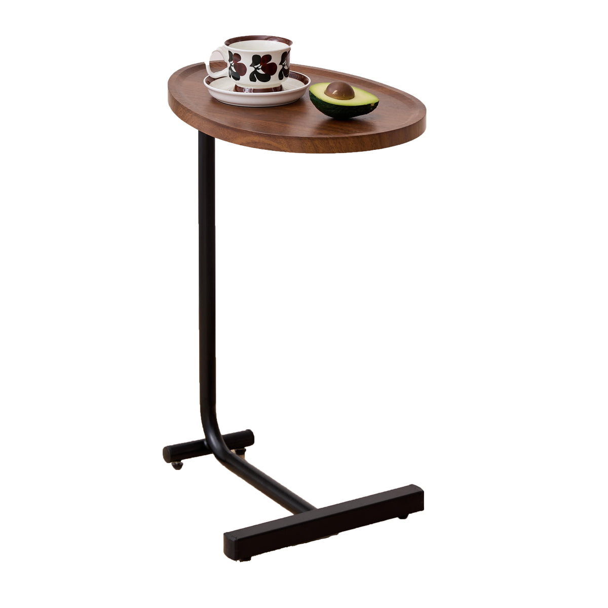 Brown C-Shaped Sofa Side Table