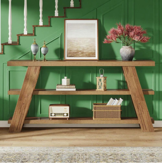 Brown Farmhouse Long Console Table