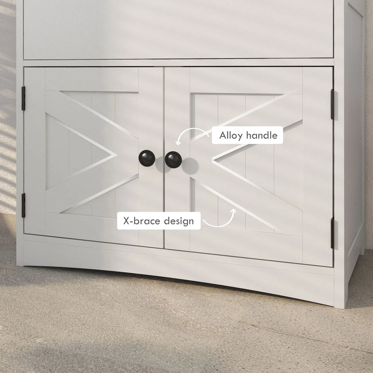 Farmhouse Bathroom Storage Cabinet Linen Cabinet with Drawer and Shelves - Image 2