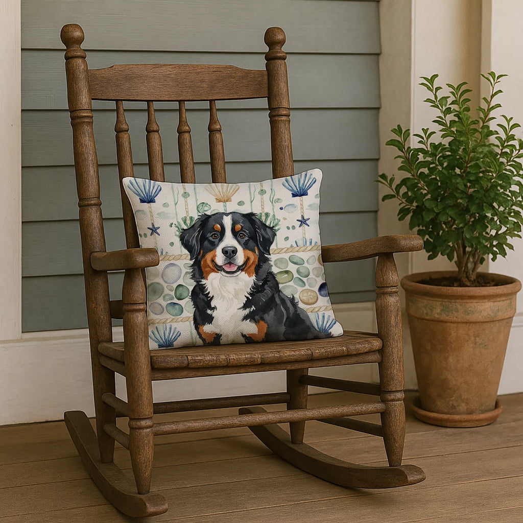 Bernese Mountain Dog Coastal Sea Glass Throw Pillow Decorative Indoor Outdoor - Image 2