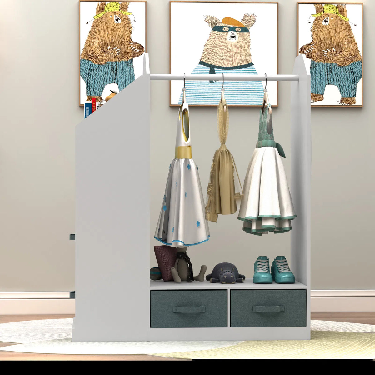 kids costume organizer rack armoire product angle 8