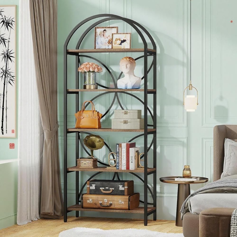 5-Tier Rustic Industrial Narrow Bookshelf