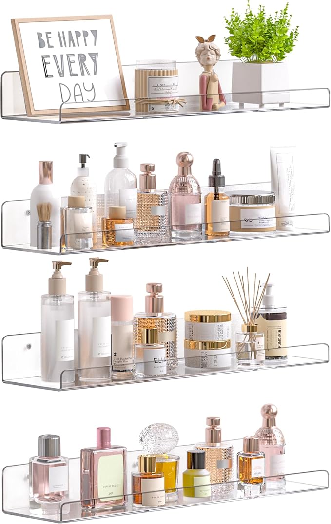 15 Inch Clear Acrylic Wall Shelves Floating Storage And Organizer - Image 4