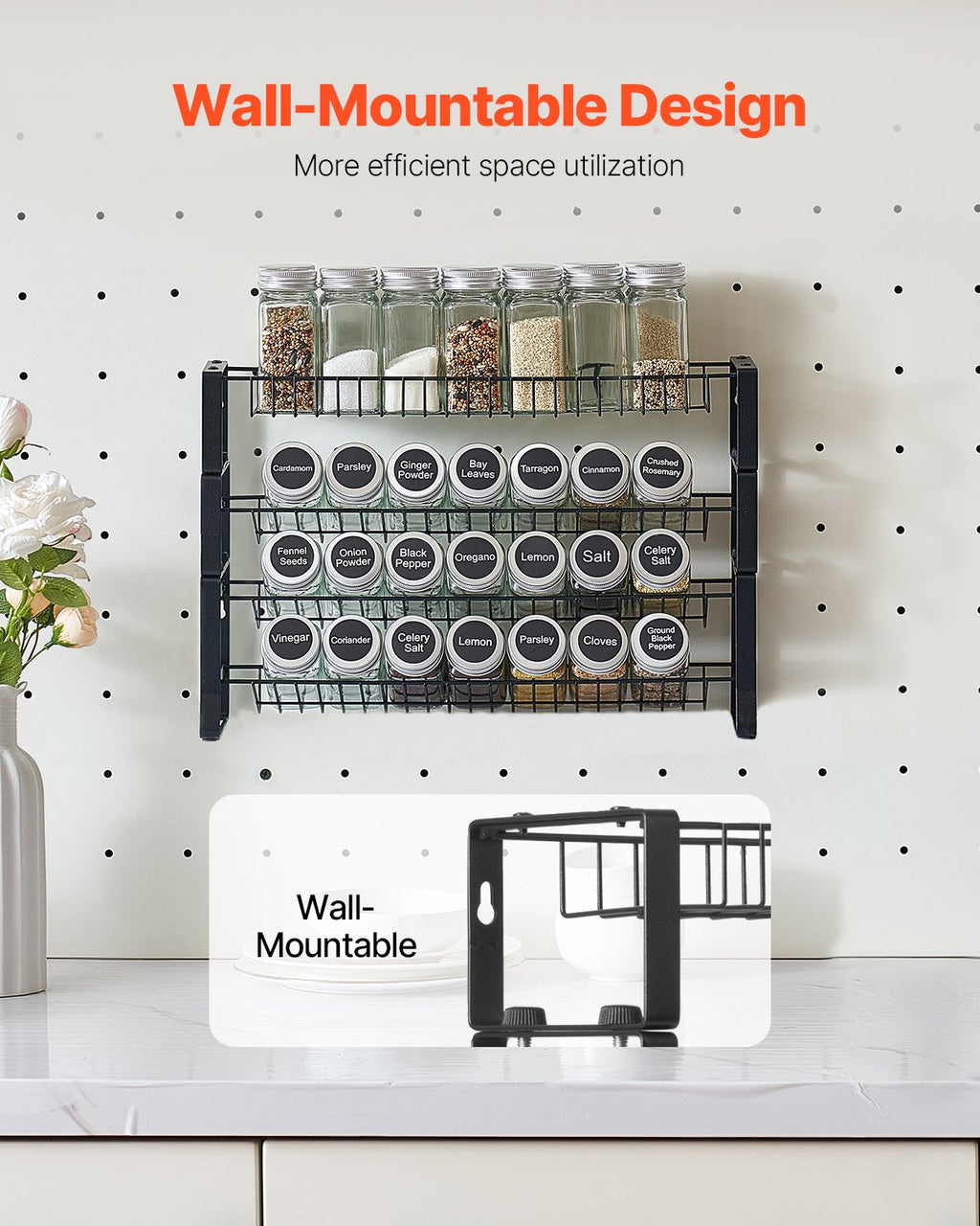 spice rack organizer for cabinet packaging and components