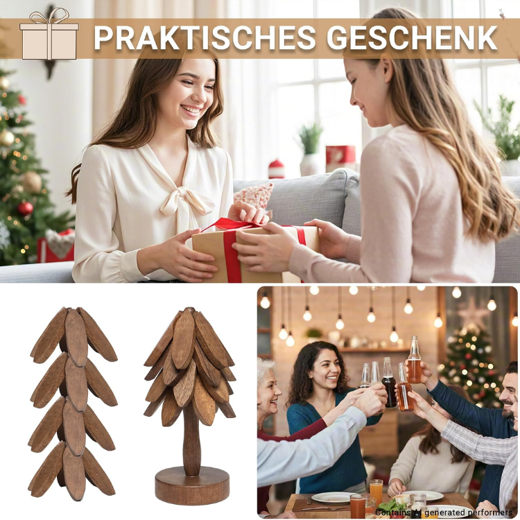 Wooden Tree Shaped Coaster Set Decorative Drink Holders For Coffee Table - Image 4