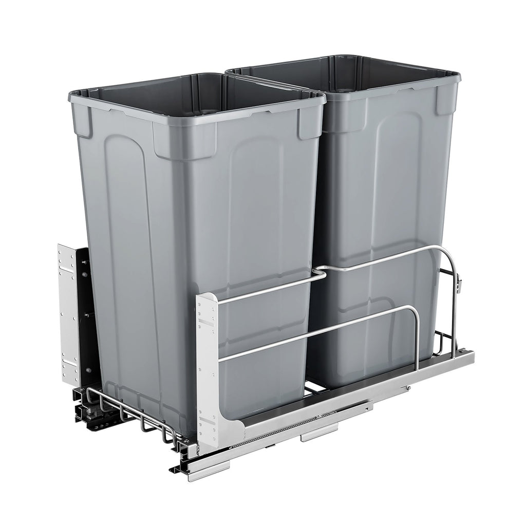 Double Pullout Waste Container Kitchen Trash Can With Soft Close Grey 27QTx2 - Image 5