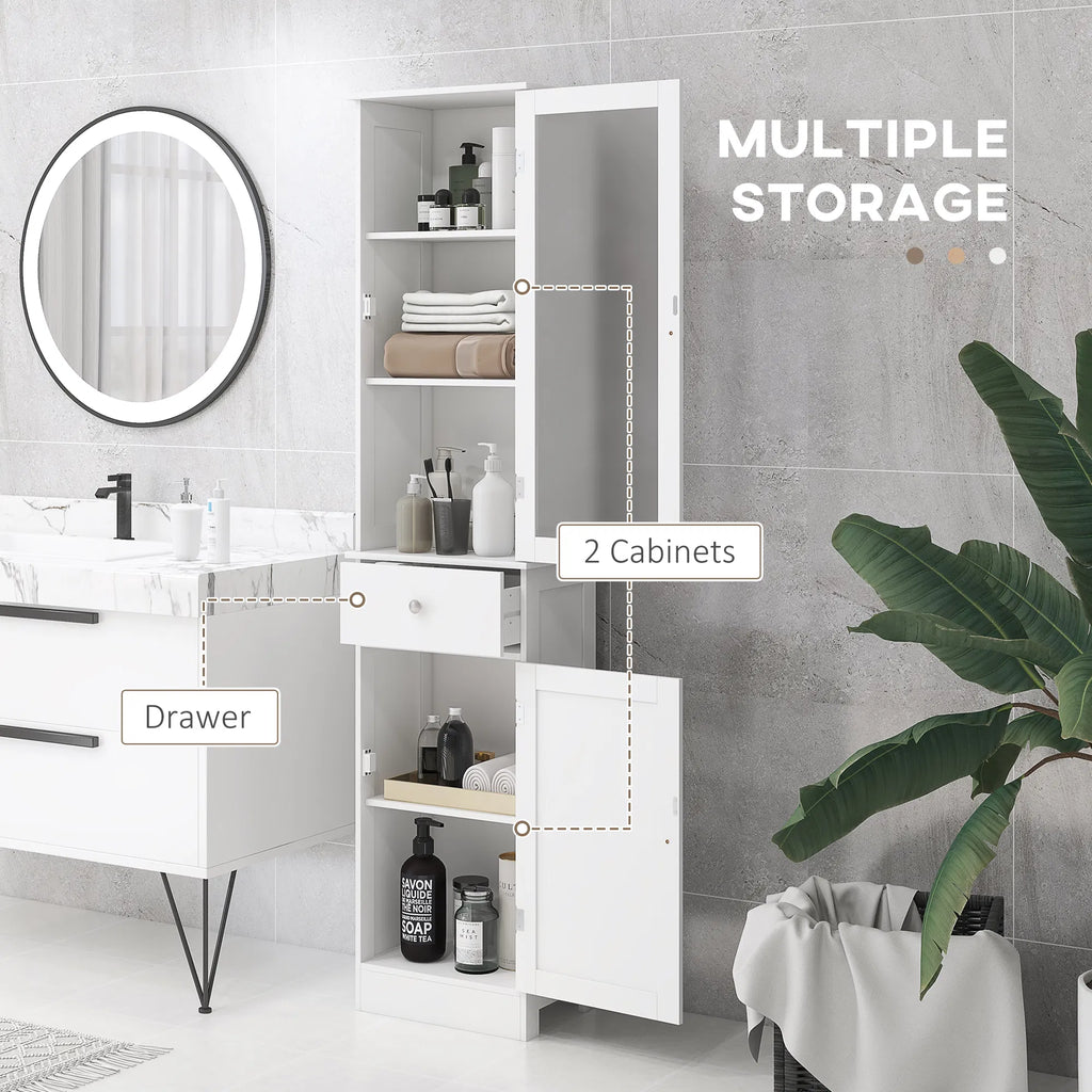 Tall Bathroom Cabinet Bathroom Storage Cabinet with Drawers 2 Doors and - Image 3