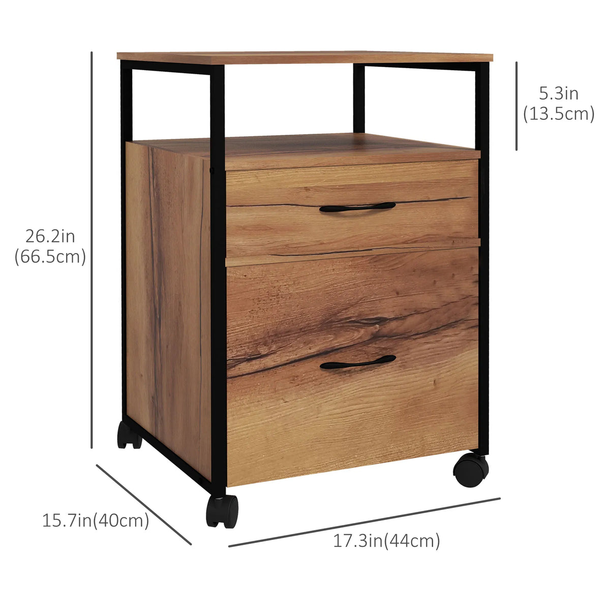 Vertical Filing Cabinet with Wheels 26.2" Tall File Cabinet with 2 Drawers