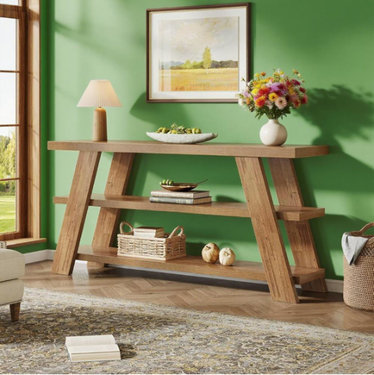 Brown Farmhouse Long Console Table