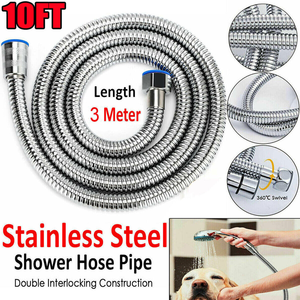 118inch 3 M Shower Hose Flexible Stainless Steel Chrome Shower Head Hose Pipe - Image 2