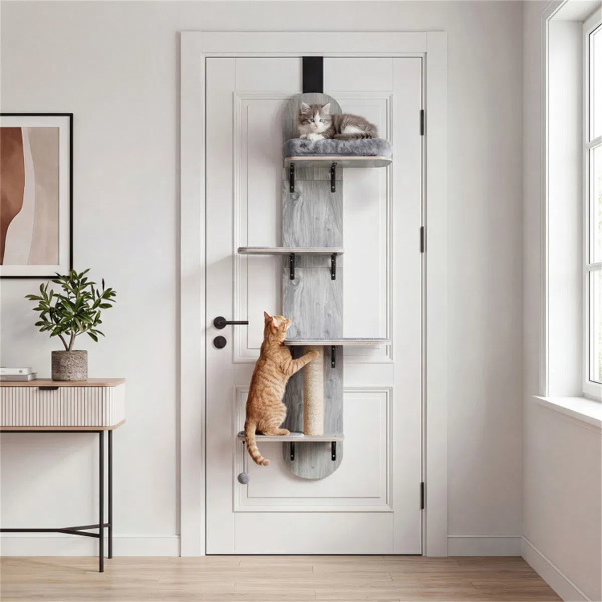 Door Hanging Cat Tree 5 Level Height Adjustable 4 Tier Climber No Drill for - Image 4
