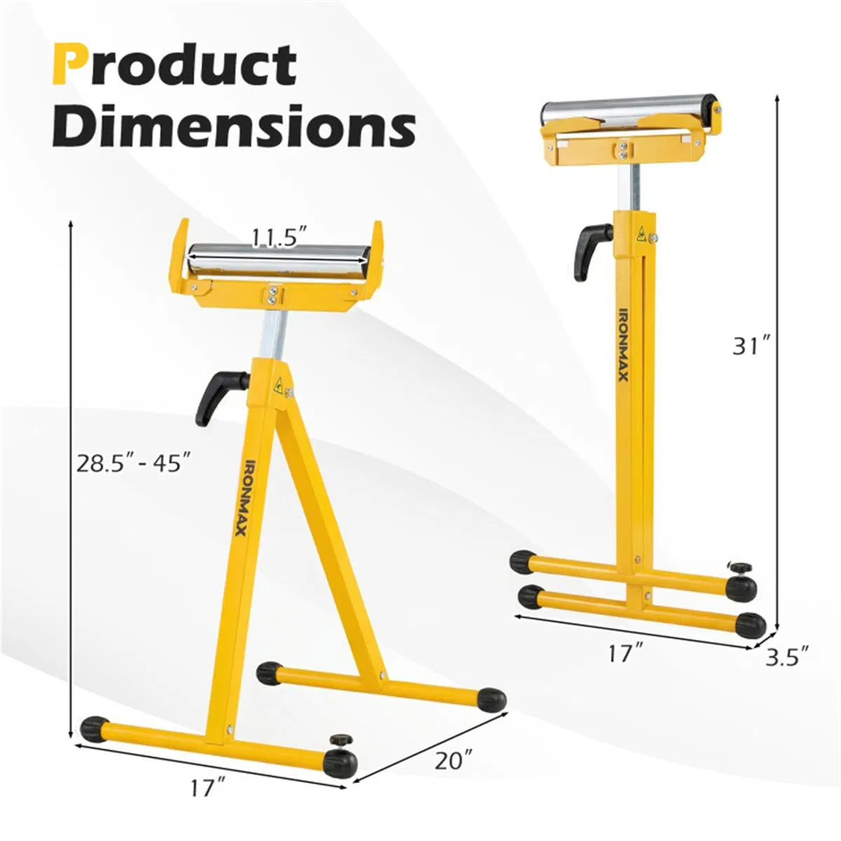 2 Pack Heavy Duty Metal Folding Roller Stand with Edge Guides Portable - Image 3