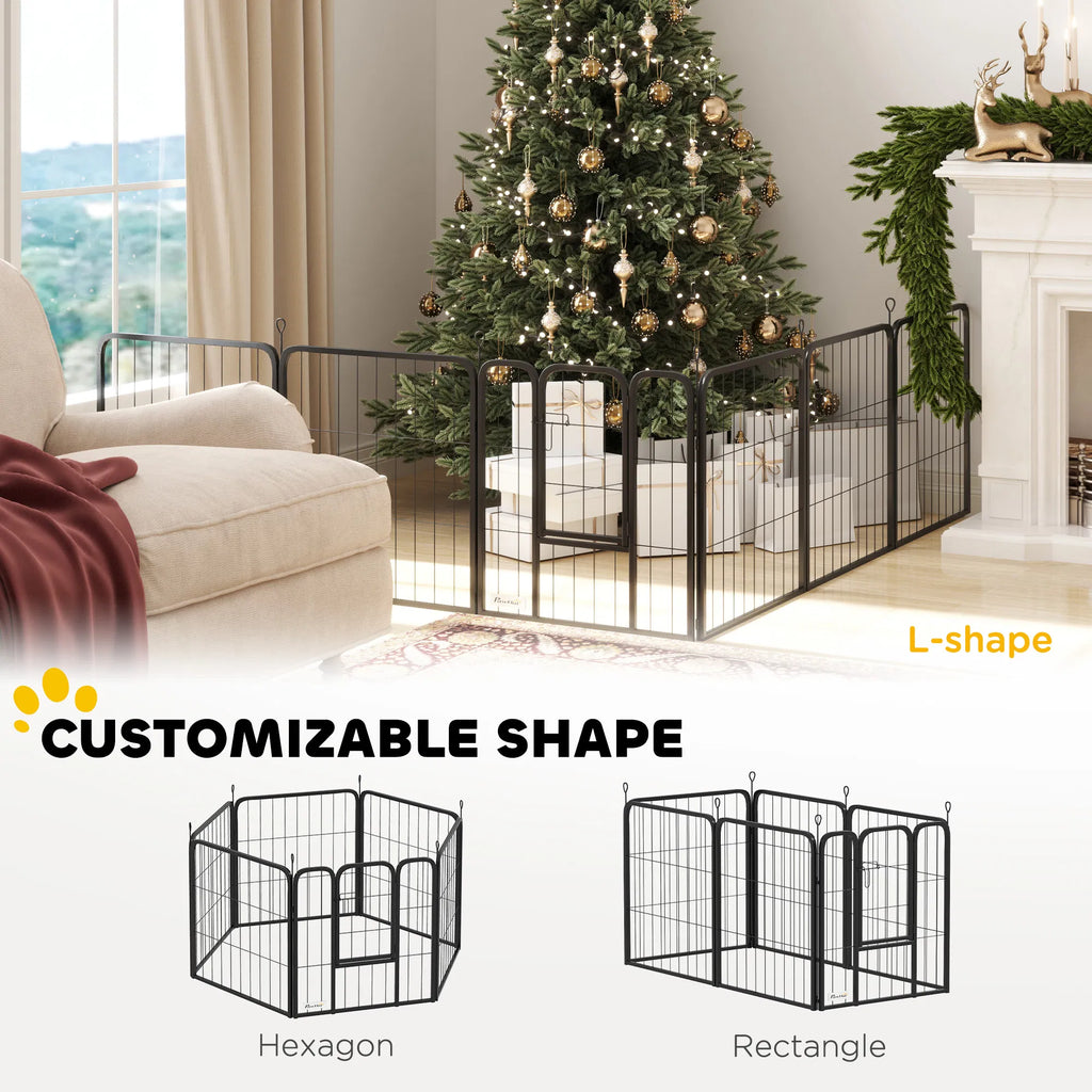 6 Panels Heavy Duty Dog Playpen Outdoor Indoor with Door & Strap 24" Height - Image 4
