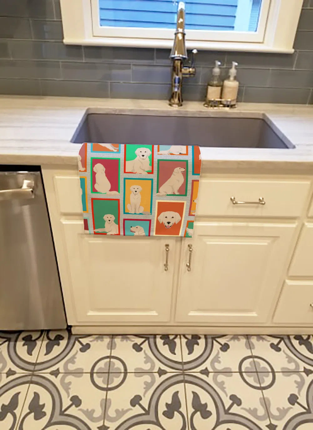 Lots of Cream Golden Retriever Kitchen Towel Dish Cloths Guest Hand Towel
