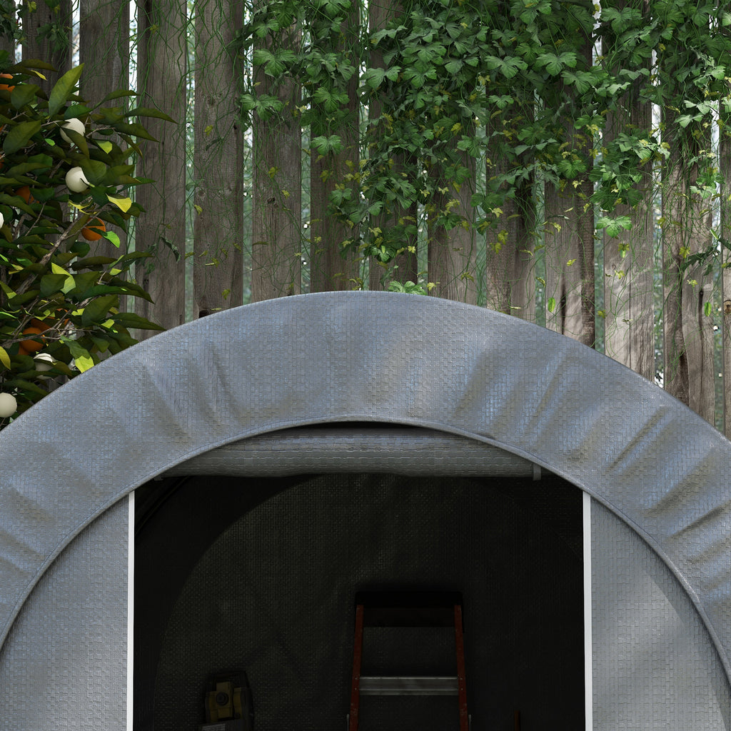 Galvanized Metal 6 x 8 Outdoor Storage Tent Heavy Duty and Waterproof Portable - Image 4