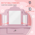 Kids Vanity Table and Stool Makeup Vanity Girls Dressing Table Set with