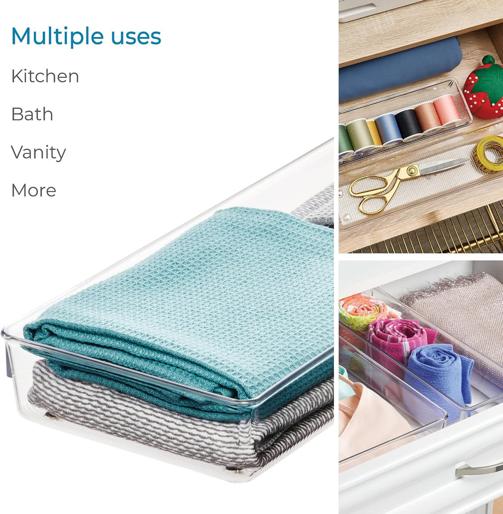 25 Piece Kitchen Drawer Organizer Set Clear Plastic Storage Trays For Utensils - Additional Product View 5