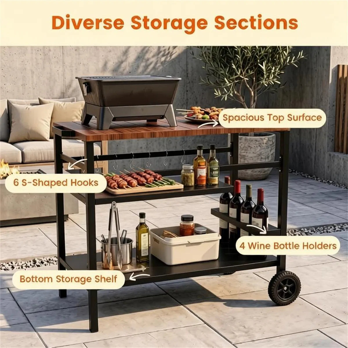 stainless steel outdoor grill prep table with cabinet product view 2