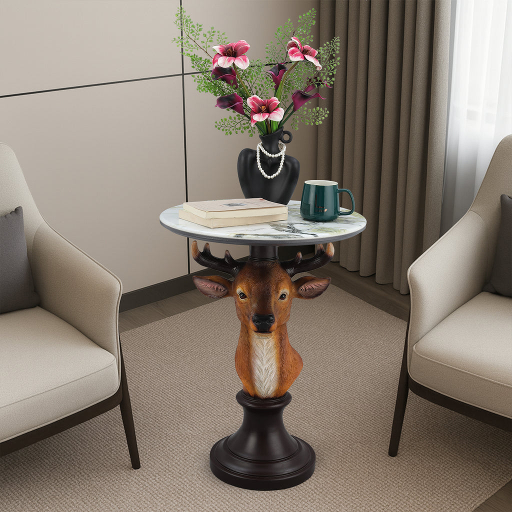 Deer Head Accent Table Animal Statue End Tables Livingroom - Image 2