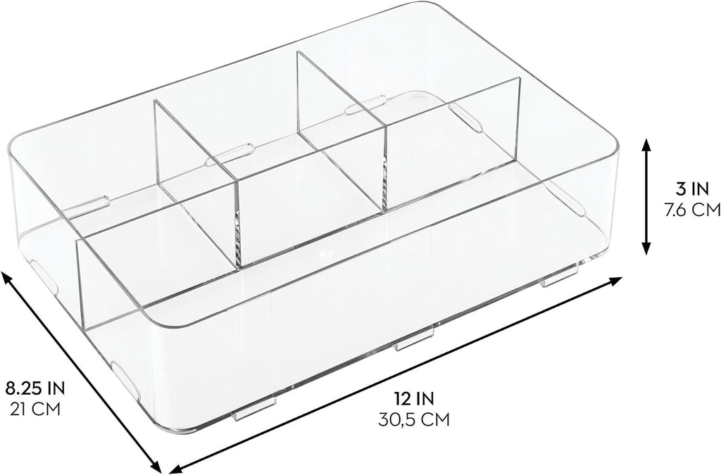 interlocking 4-section drawer organizer clear detail and structure