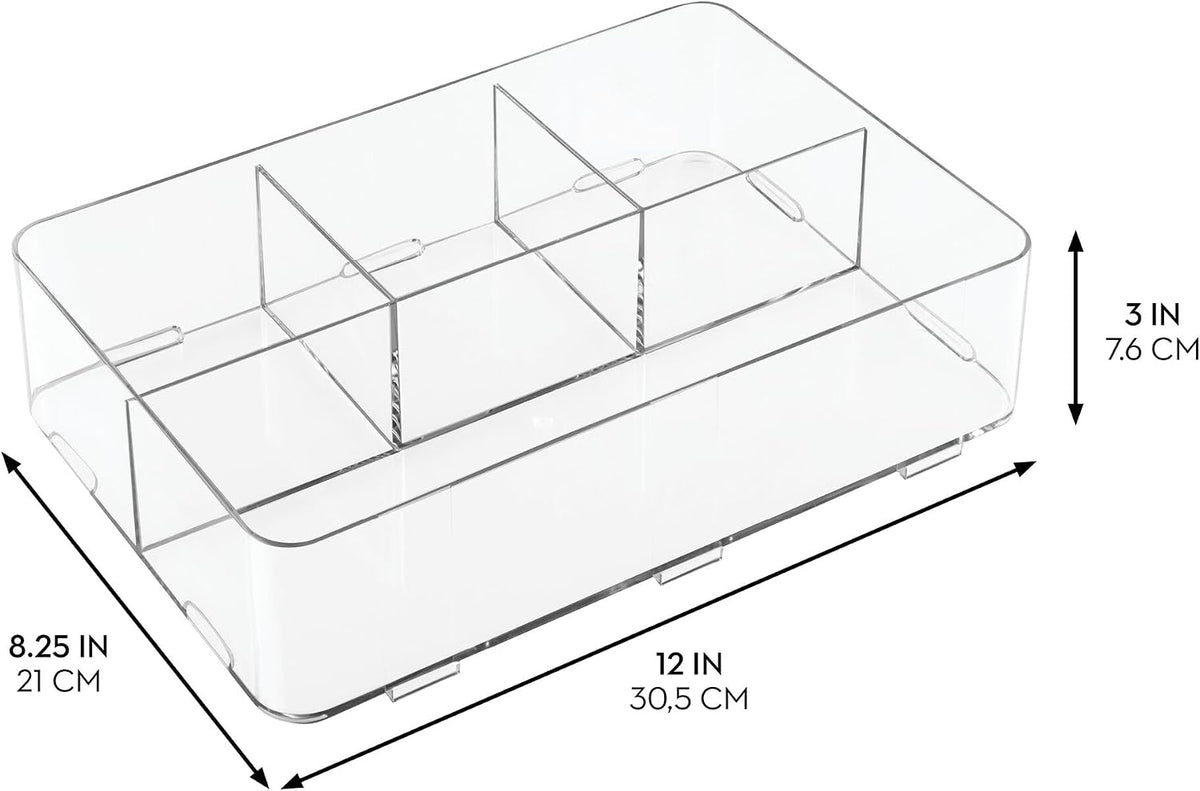 interlocking 4-section drawer organizer clear detail and structure