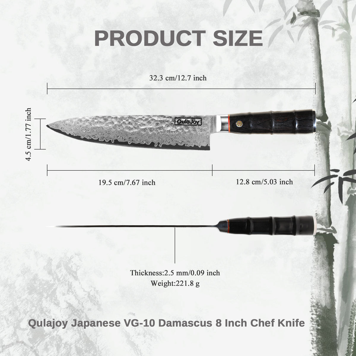 Qulajoy Japanese Chef Knife 8 Inch 67 Layers Damascus VG 10 Steel - Image 4