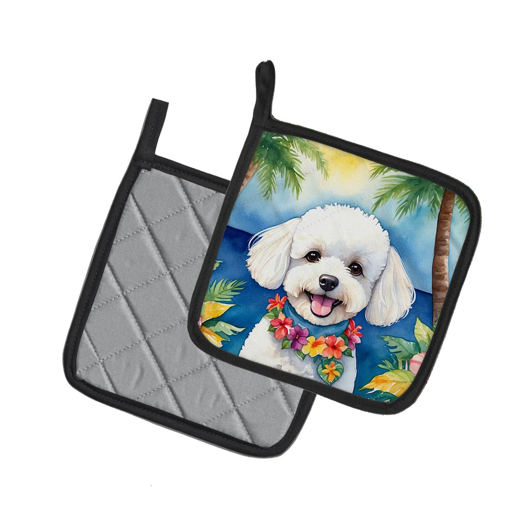 Bichon Frise Luau Pair of Pot Holders Kitchen Heat Resistant Pot Holders Sets - Image 5