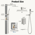 Wall mounted shower faucet set 10 12inch square overhead spray + handheld