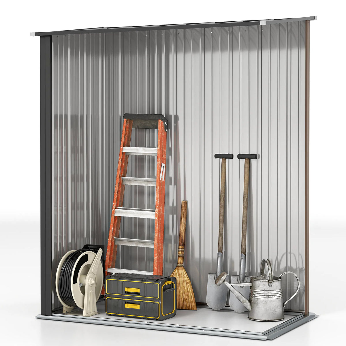 5' x 3' Outdoor Storage Shed Steel Garden Shed with Single Lockable Door Tool