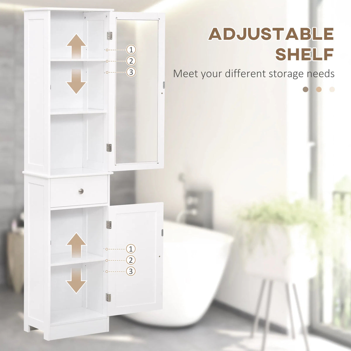 Tall Bathroom Cabinet Bathroom Storage Cabinet with Drawers 2 Doors and - Image 5