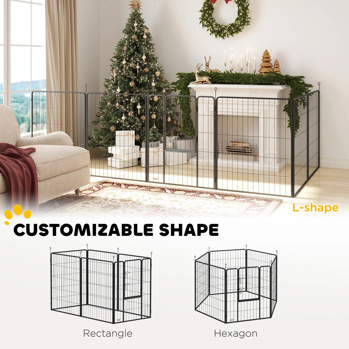 Heavy Duty Dog Playpen with Door for Large Dogs 6 Panels 39"H - Image 3