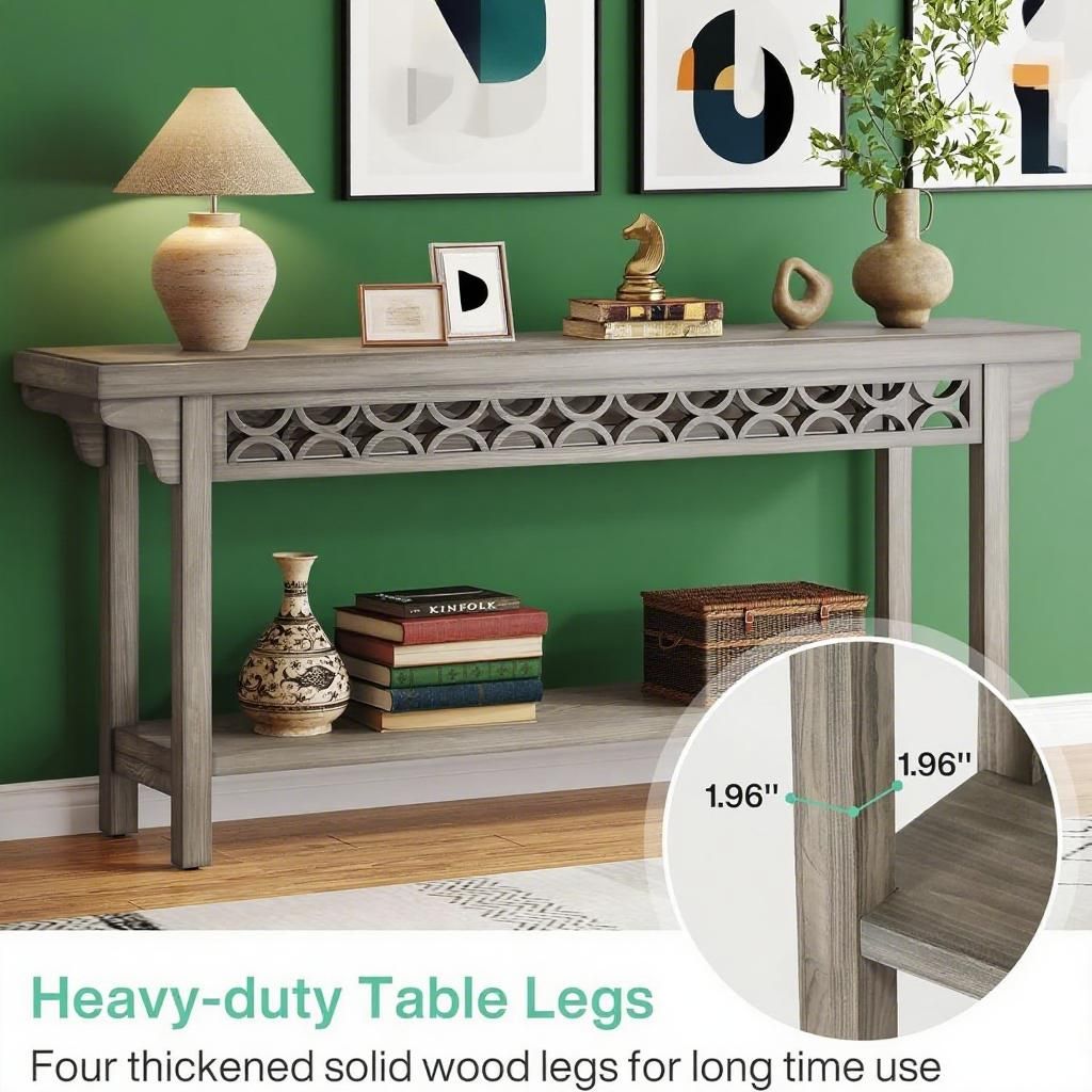 Gray Farmhouse Console Entryway Table