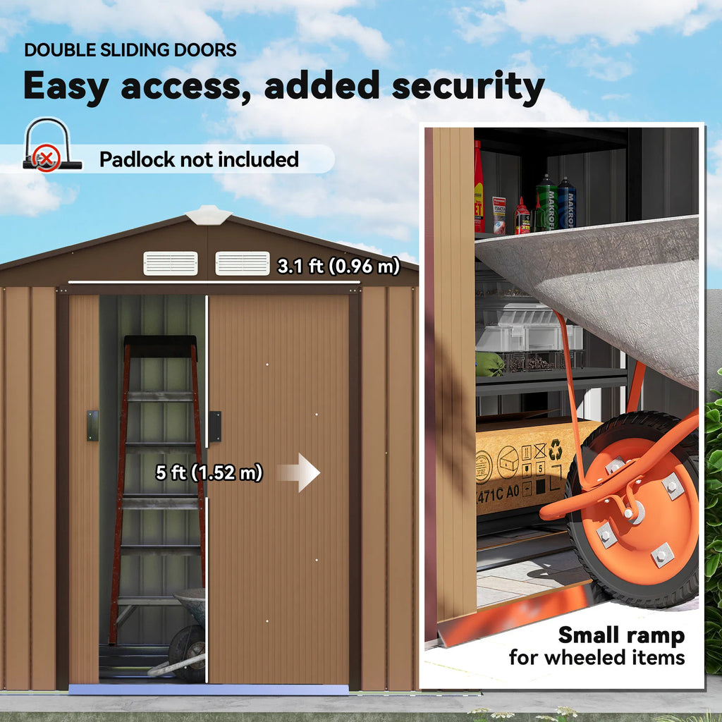 7' x 4' x 6' Garden Storage Shed Outdoor Patio Metal Tool Storage House w/ - Image 3