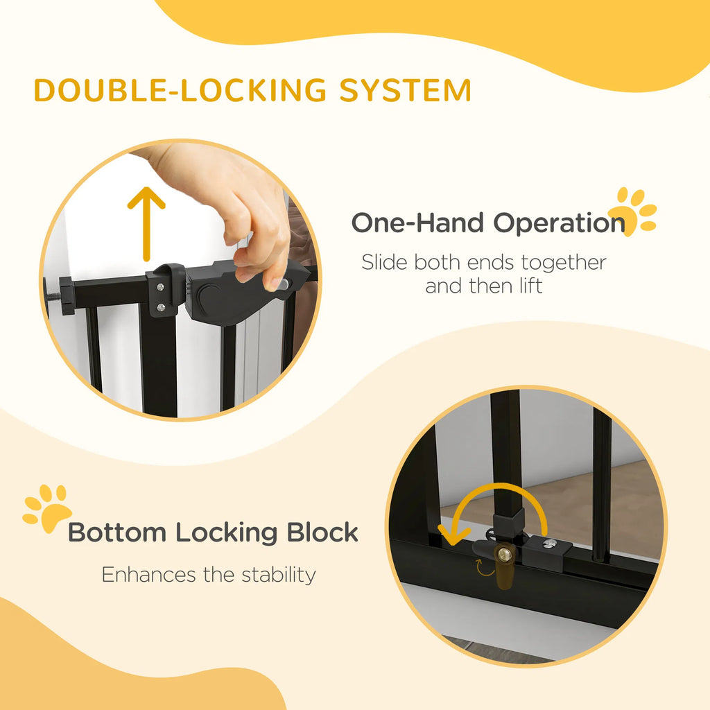 36" Easy Open Indoor Dog Gates for Doorways House Stair Black