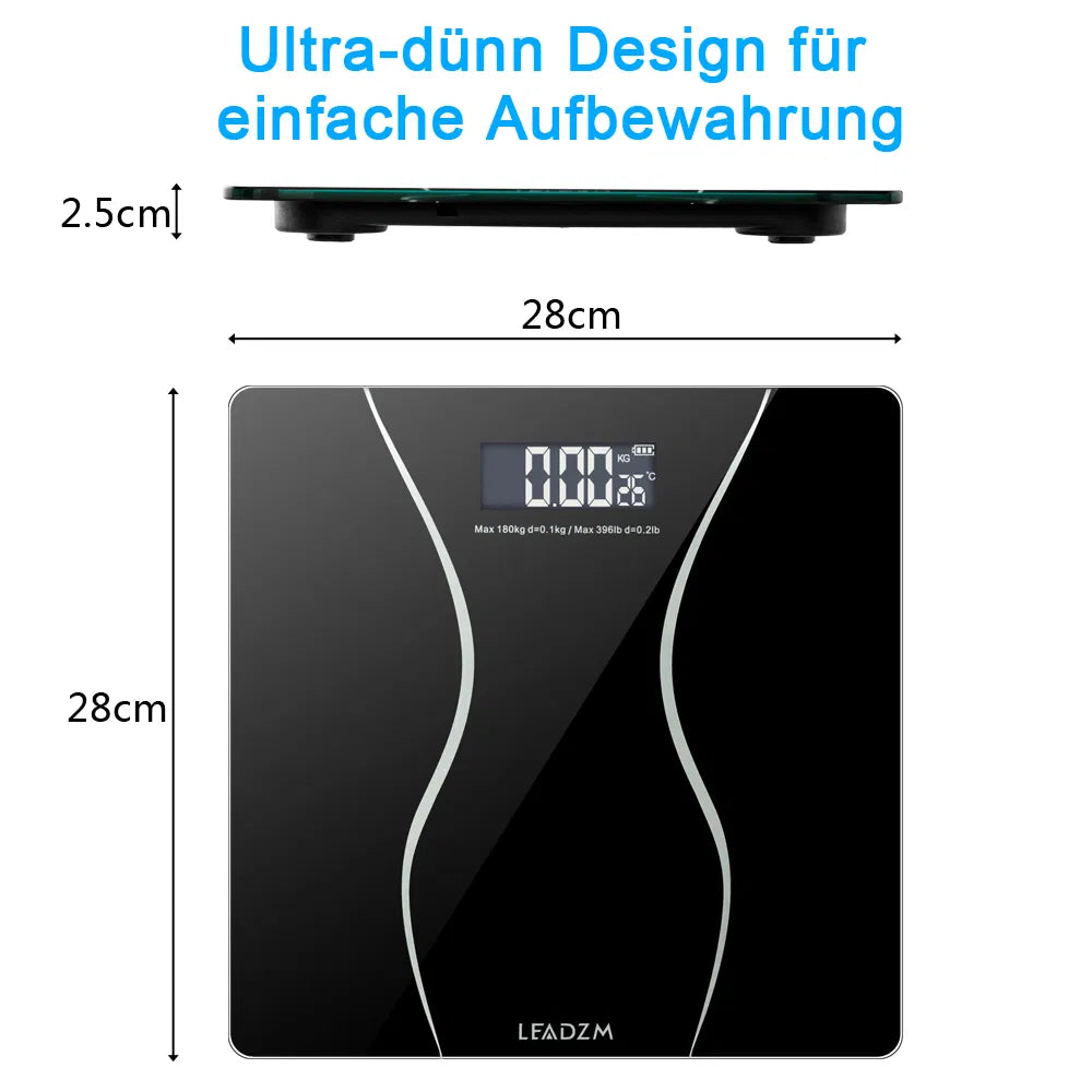 LEADZM 180Kg Slim Waist Pattern Personal Scale Black - Image 5